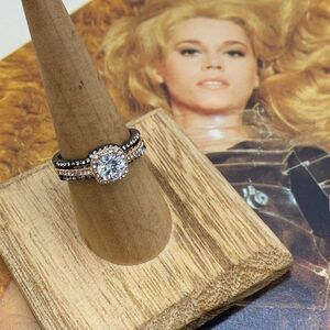 1.75 Ct Halo Round Cut Cz Black Stainless Steel Wedding Ring Size 8